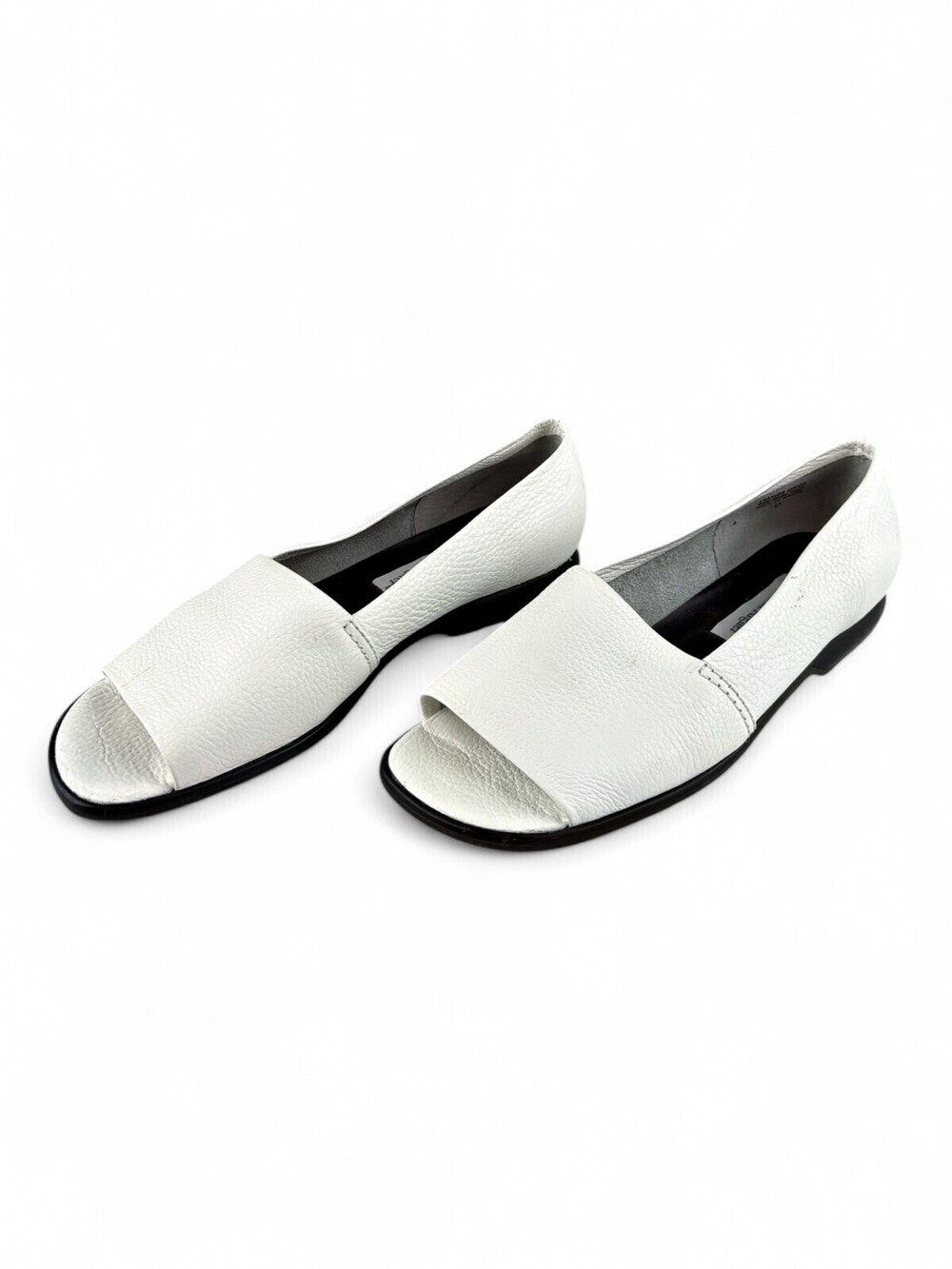 Etienne Aigner White Leather Peep Toe Flats Sandals Sz 8.5